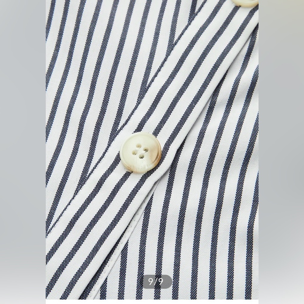 Commense Striped asymmetrical packed button shirt… - image 3